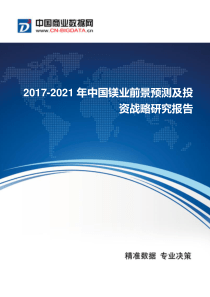 2017年中国镁业现状及发展趋势分析