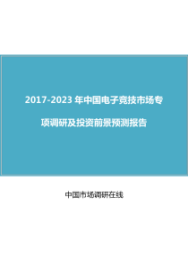 中国电子竞技市场调研报告