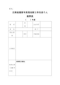 云南省烟草专卖局创新工作先进个人