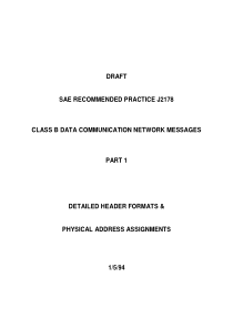 SAE建议使用的实践J2178类B数据通信的网络消息零件(1)