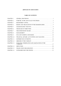 ARTICLES OF ASSOCIATION - LIMITED LIABILITY COMPAN