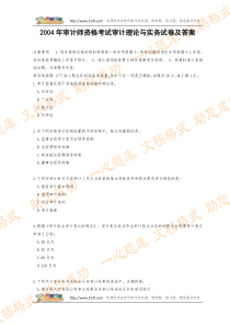 2004年审计师资格考试审计理论与实务试卷及答案