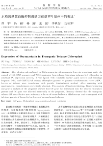 水稻巯基蛋白酶抑制剂基因在烟草叶绿体中的表达