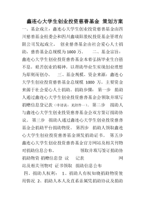 大学生创业投资慈善基金策划方案