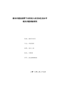 新农村建设视野下农民收入状况和生活水平相关问题调查研究