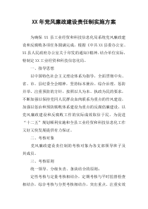 XX年党风廉政建设责任制实施方案_1