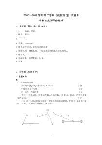 05机械专业机械原理修改2试卷B答案