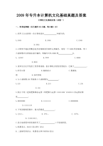 09山东专升本计算机基础真题及答案