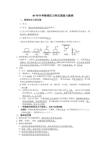 09年中考物理压力和压强复习提纲