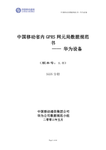 中国移动通信集团公司华为局数据规范(SGSN分册初稿)