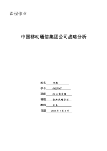 中国移动通信集团公司战略分析