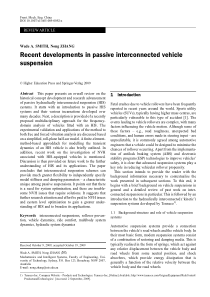 Recent developments in passive interconnected vehi