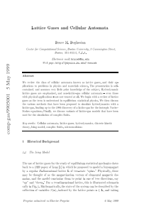 Lattice Gases and Cellular Automata