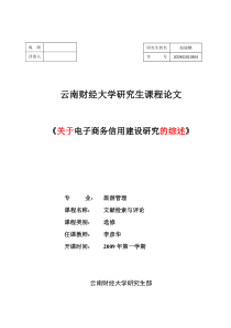 关于电子商务信用建设研究的综述(范文)