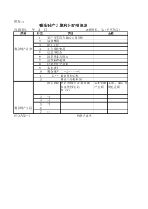 剩余财产计算和分配明细表