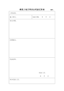 建筑工地每日安全巡查记录表