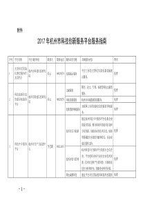 2017年杭州科技创新服务平台服务指南-杭州科委