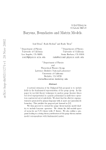 Baryons, Boundaries and Matrix Models