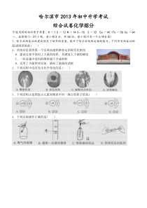 2013年哈尔滨市中考化学试卷及答案