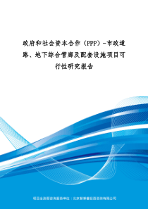 政府和社会资本合作(PPP)-市政道路、地下综合管廊及配套设施项目可行性研究报告(编制大纲)