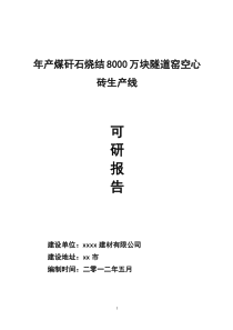 xxxx建材煤矸石烧结空心砖项目可研报告