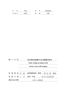 高分辨率及新模式SAR成像算法研究