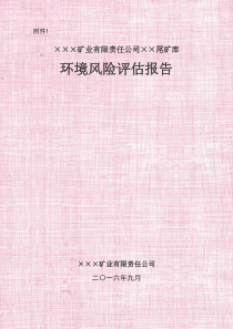 ×××矿业有限责任公司××尾矿库环境风险评估报告（PDF60页）