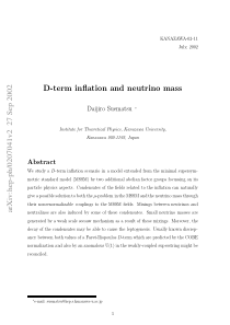 D-term inflation and neutrino mass