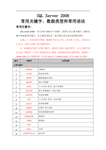 SQL-Server常用关键字、数据类型和常用语法