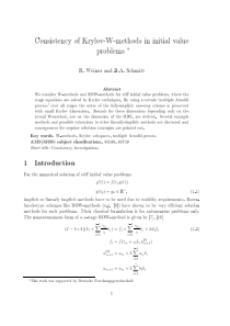 Consistency of Krylov-W-methods in initial value p