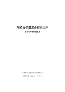 陶粒自保温复合砌块项目可行性报告