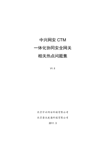 中兴网安CTM产品 一体化协同安全网关 相关热点问题集