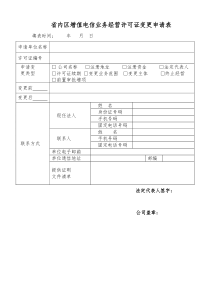 87省内区增值电信业务经营许可证变更申请表