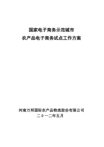 国家电子商务示范城市涉农电子商务应用试点工作方案