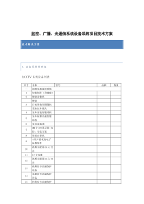 监控广播光通信系统设备采购项目技术方案