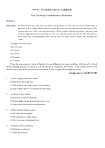 1999年01月大学英语六级(CET-6)真题试卷(含答案)