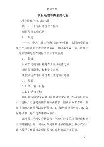 项目经理年终总结七篇