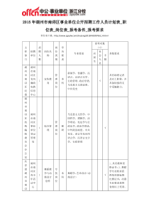 2015年湖州市南浔区事业单位公开招聘工作人员计划表_职位表_岗位表_报考条件_报考要求