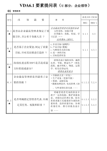 VDA6.1要素提问表