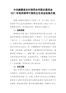 中共赫章县农村信用合作联社委员会XXXX年党员领导干部民主生活会实施