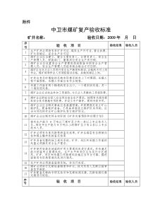 中卫市煤矿复产验收标准