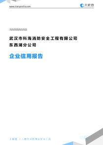 武汉市科海消防安全工程有限公司东西湖分公司企业信用报告-天眼查