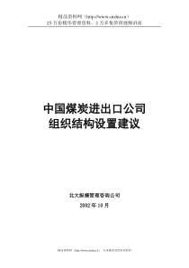 中国煤炭进出口公司组织结构设置建议