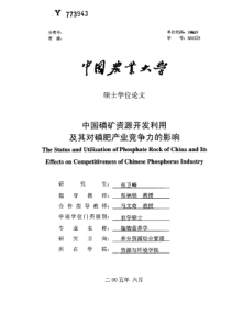 中国磷矿资源开发利用及其对磷肥产业竞争力的影响