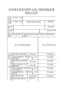 室内排水管道及配件安装工程检验批质量验收记录表