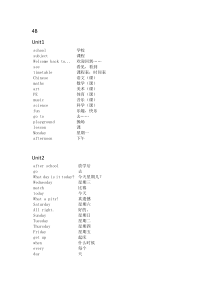 译林新版英语4B单词表