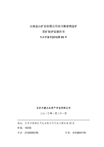 云南金山矿业有限公司东川蒋家湾金矿采矿权评估报告书