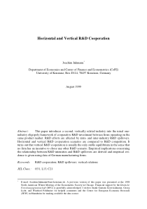 Horizontal and Vertical R&D Cooperation