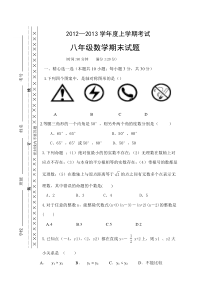 新苏教版期末数学八年级上册优秀考试试卷和答案