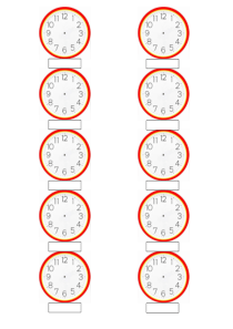 认识钟表--空白表盘图(每张十个表盘)